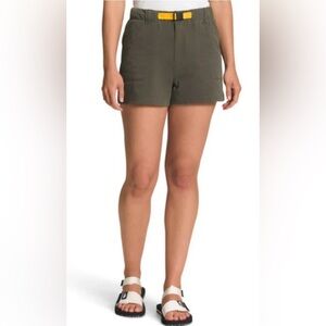 The North Face Belted Taupe Green Field Shorts Womens Sz 8 Hiking Outdoors